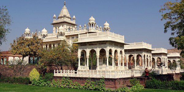 White marble domes and pavilions of Jaswant Thada, Jodhpur