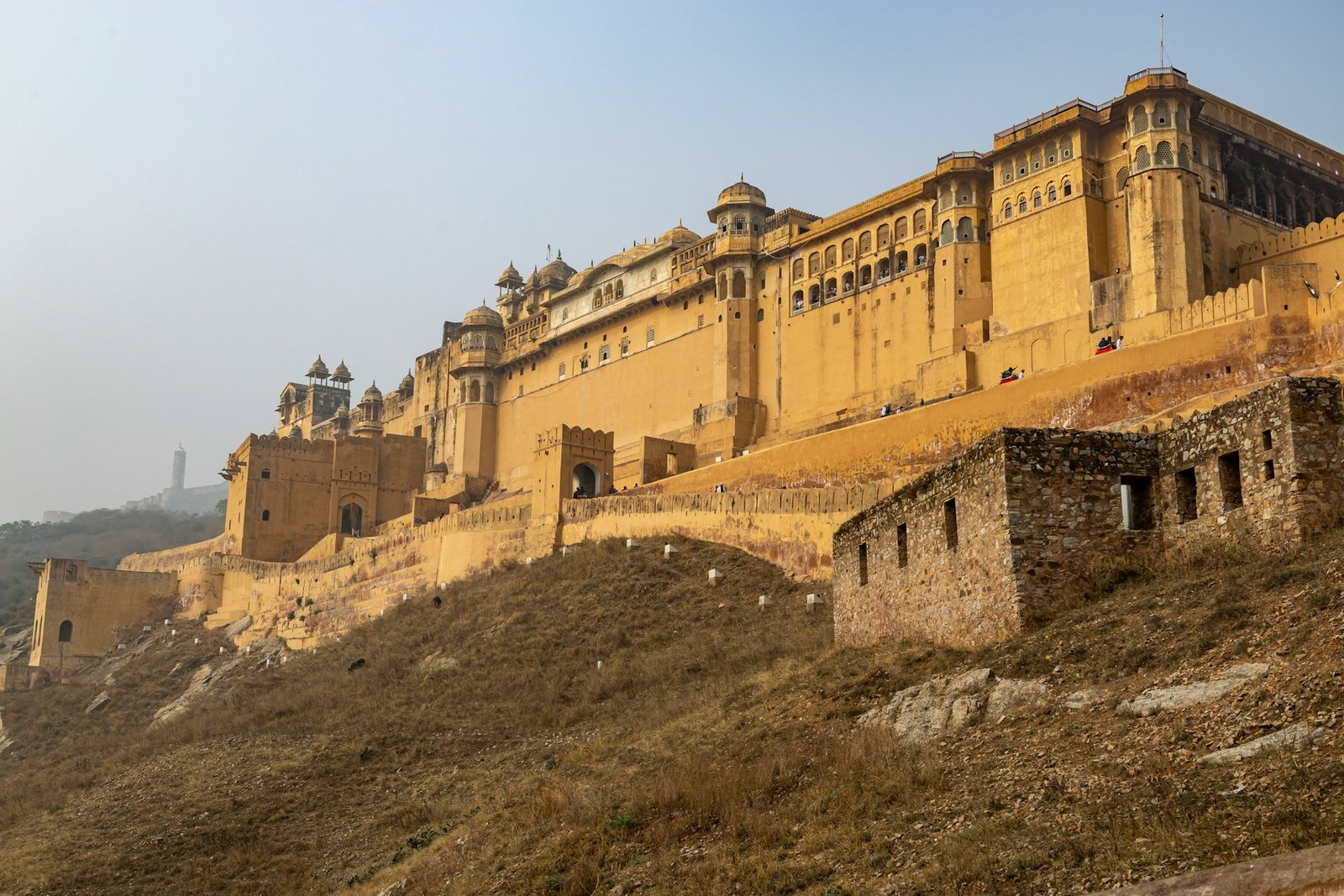 Amber Palace and its fortified walls rising above a hillside near Jaipur.