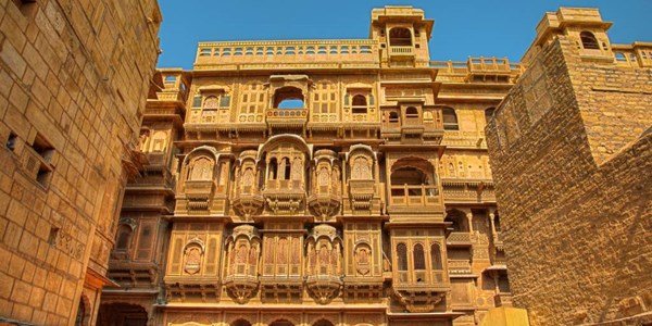 Carved sandstone facade of Patwon Ki Haveli, Jaisalmer