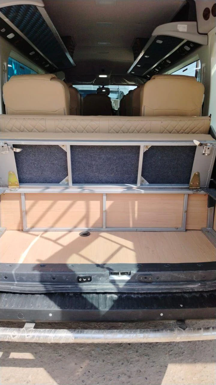 Rear lounge bench inside a premium Urbania