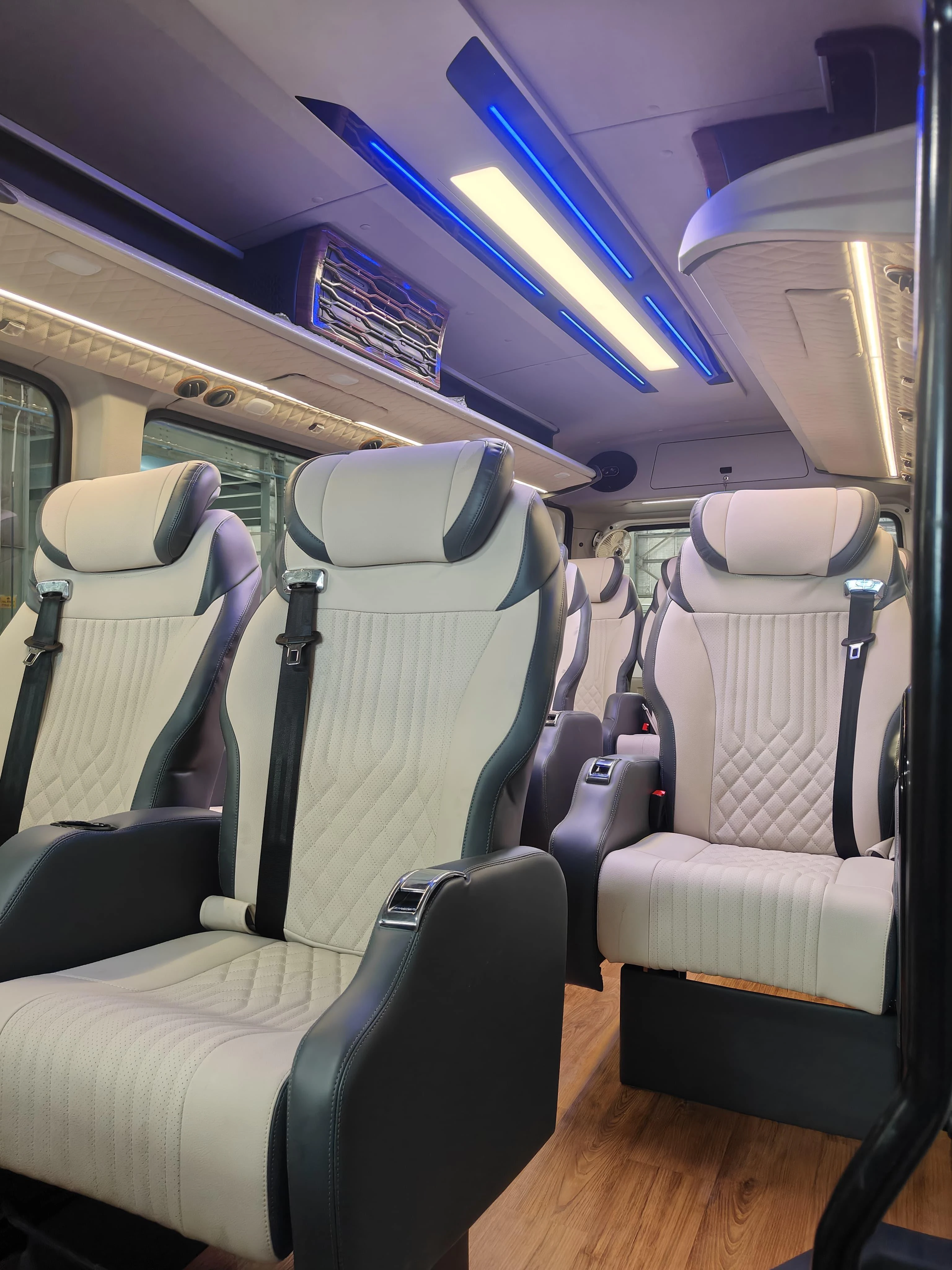 Executive Urbania seat detail with blue lighting