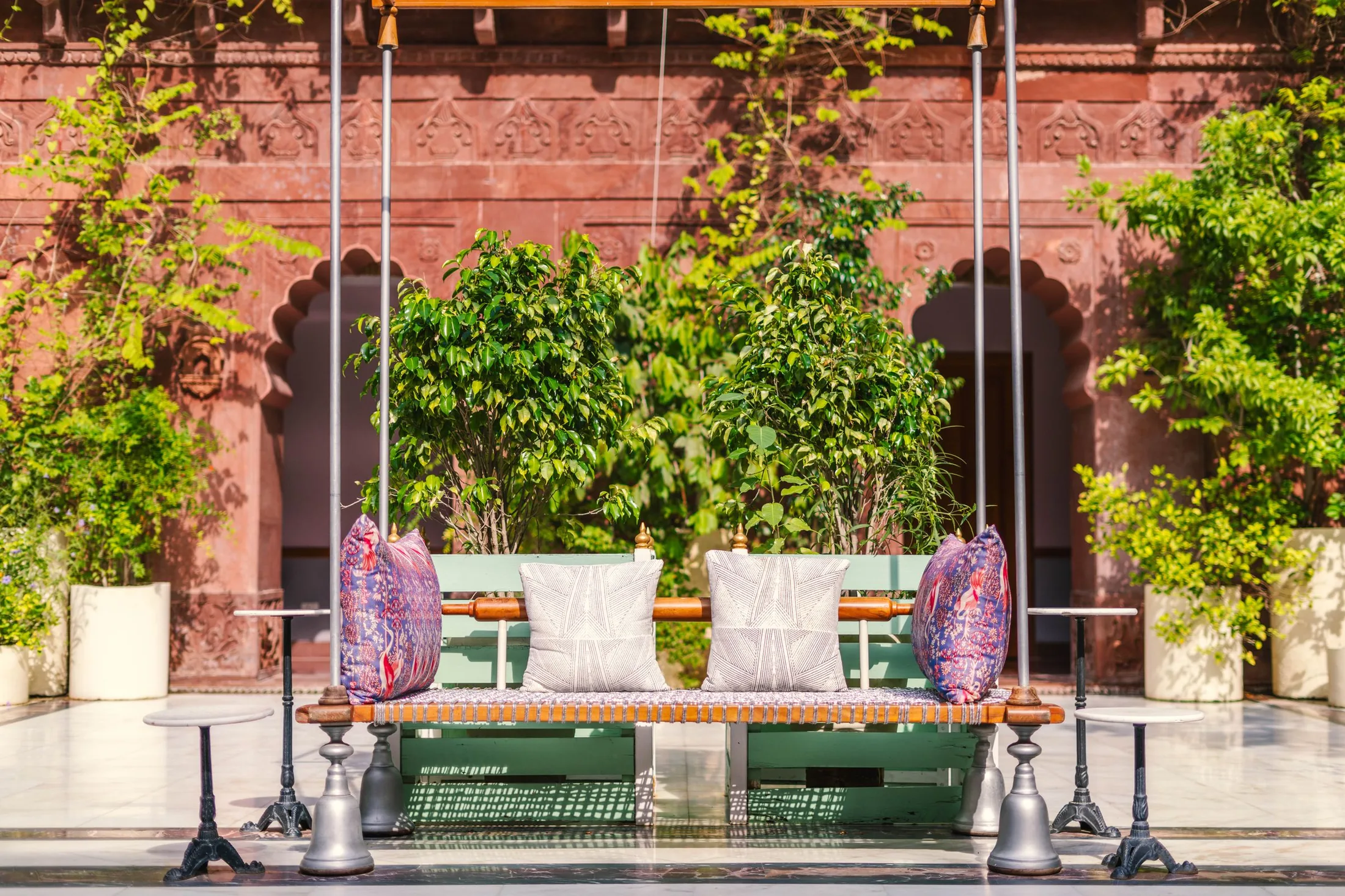 An ornate heritage courtyard in Bikaner
