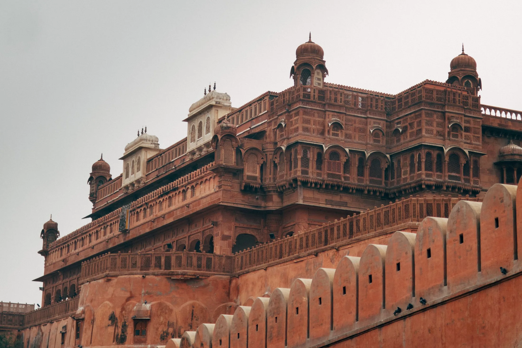 Red sandstone ramparts of Junagarh Fort in Bikaner