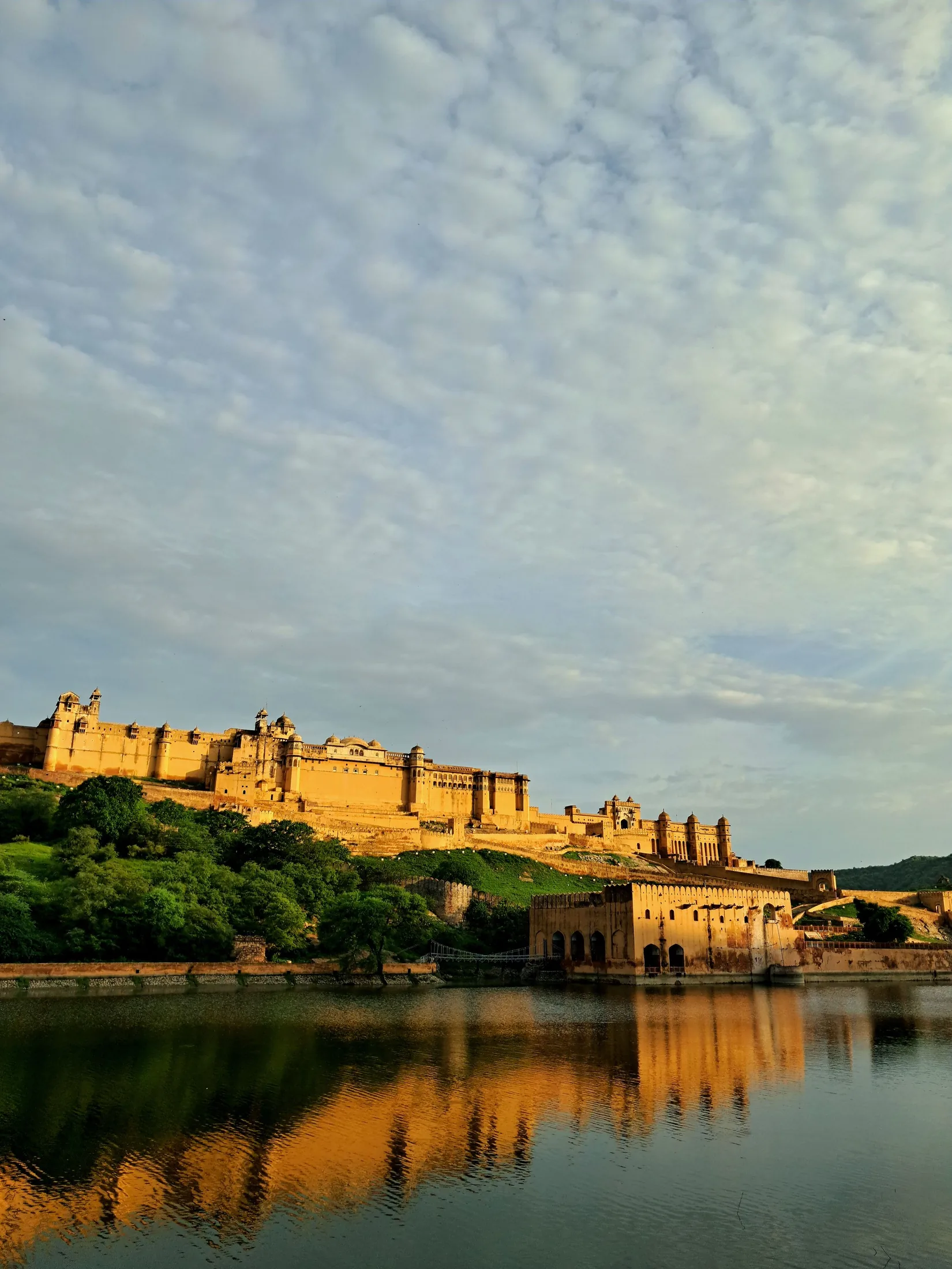 Amber Fort glowing above Jaipur