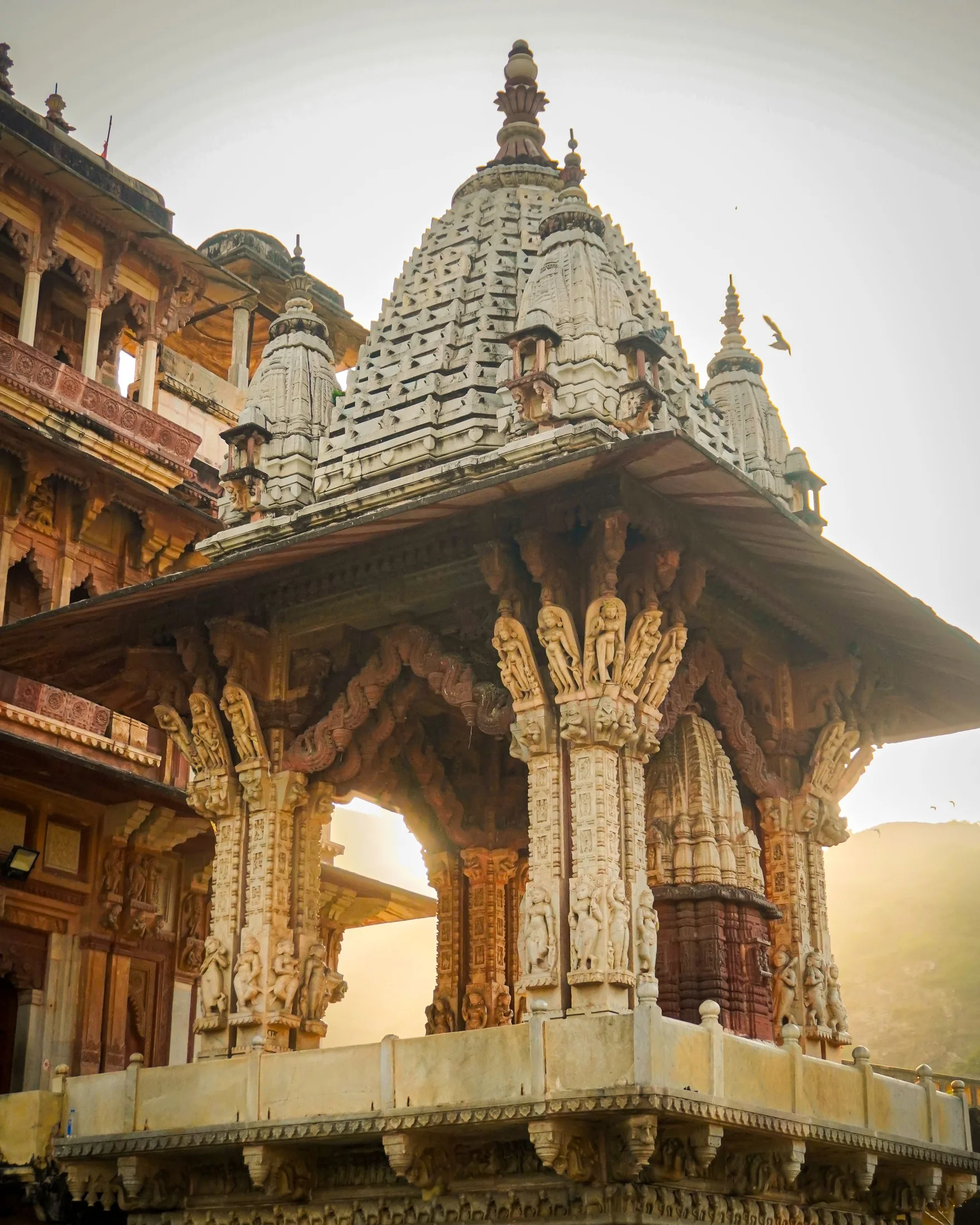 Carved temple architecture in Jaipur