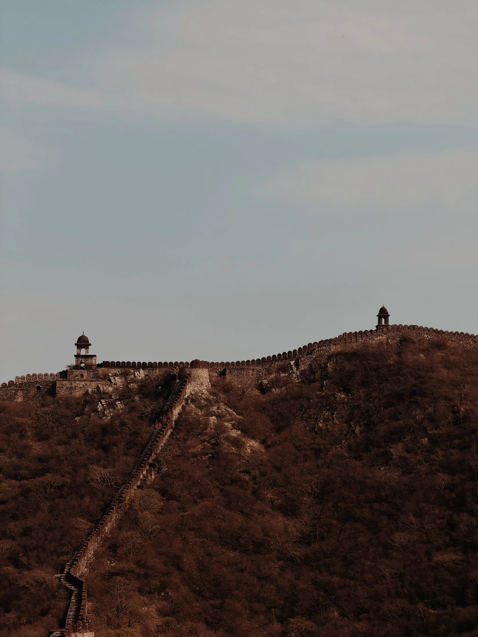 The long fort wall winding across Kumbhalgarh hills