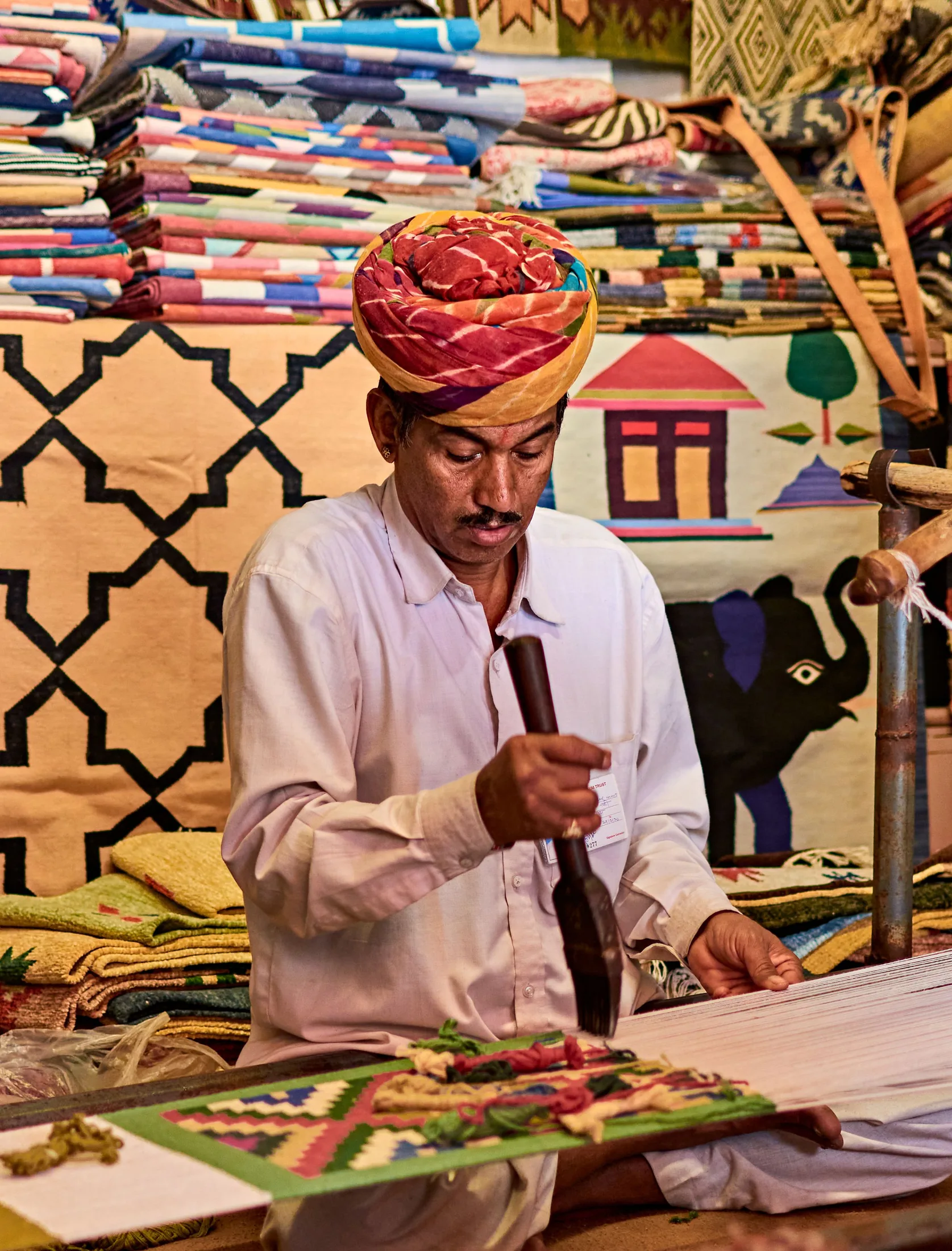 A Rajasthan artisan painting by hand
