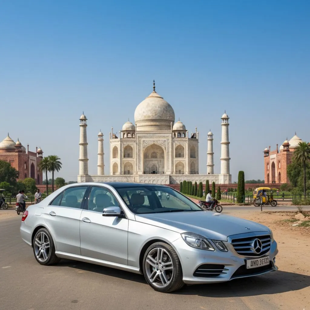 sedan_mercedas_e_class_standing_in_front_of_taj