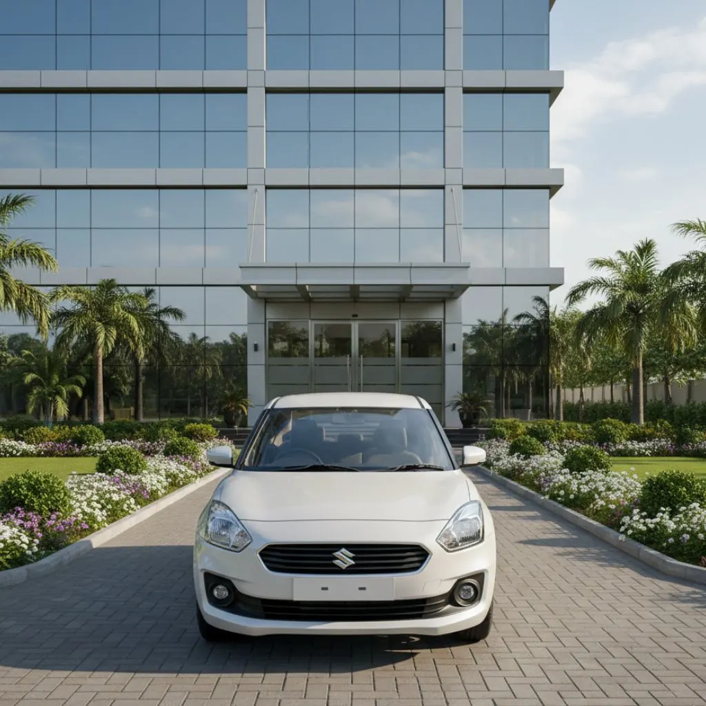 sedan_swift_dizre_in_front_of_hotel
